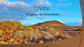  Presentation with landscape desert - PPT layouts featuring desert-with-cacti-and-volcano background and a light blue colored foreground