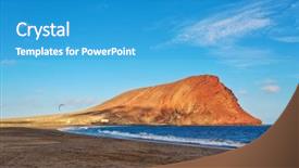  Presentation with beach - Slide set consisting of deserted beach playa de la background and a teal colored foreground