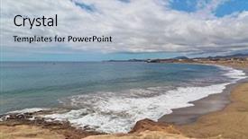  Presentation with beach - Beautiful slide deck featuring deserted beach playa de la backdrop and a lemonade colored foreground