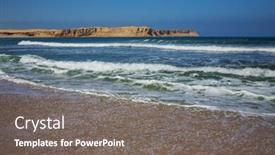  Presentation with pacific - Beautiful theme featuring deserted-coastline-landscapes-in-pacific backdrop and a gray colored foreground