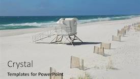  Presentation with lifeguard - Presentation with deserted-lifeguard-shack-on-pretty background and a light gray colored foreground
