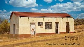  Presentation with farm house - Cool new presentation design with deserted-ruined-farm-house backdrop and a gold colored foreground