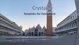  Presentation with square - Presentation theme with deserted-san-marco-square-during background and a light blue colored foreground