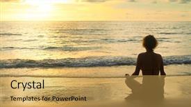  Presentation with sexy girl in stars - Slide deck consisting of deserted tropical beach at sunset background and a yellow colored foreground