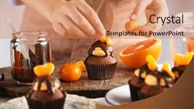  Presentation with female infertility - Beautiful slides featuring deserts plate - female baker decorating tasty cupcake backdrop and a coral colored foreground