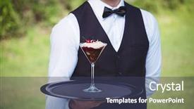  Presentation with desert star of bethlehem nativity - Beautiful slide deck featuring deserts plate - handsome waiter holding a tray backdrop and a  colored foreground