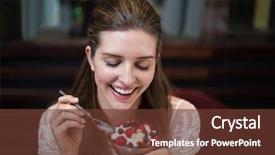  Presentation with desert - Amazing slide deck having deserts plate - happy woman having desert backdrop and a tawny brown colored foreground