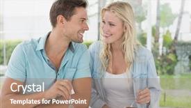  Presentation with hip - Presentation design consisting of deserts plate - hip young couple having desert background and a coral colored foreground