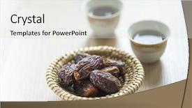  Presentation with arabic - Colorful slide deck enhanced with deserts plate - two cups of arabic black backdrop and a light gray colored foreground