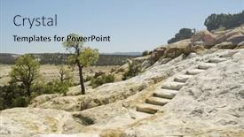  Presentation with step - Presentation theme with deserts-step-carved-in-rock background and a light blue colored foreground