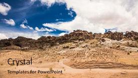  Presentation with volcanoes - Slides with deserts volcanoes - rock formations and beautiful landscape background and a coral colored foreground