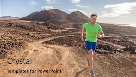  Presentation with trail - Presentation featuring deserts volcanoes - trail runner male athlete running background and a coral colored foreground