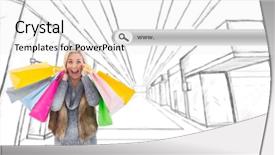  Presentation with search engine - Colorful presentation theme enhanced with desig - blonde in winter clothes holding backdrop and a  colored foreground