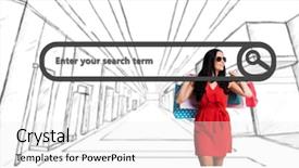  Presentation with search engine - Amazing slide deck having desig - woman standing with shopping bags backdrop and a white colored foreground