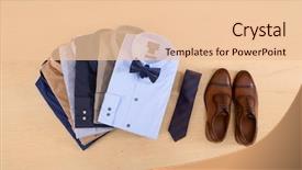  Presentation with men shoes - Slide deck enhanced with checker design - business classic men's shirts shoes background and a lemonade colored foreground