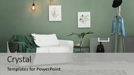  Presentation with room interior design - Slides having design - cozy room interior with carpet background and a light gray colored foreground