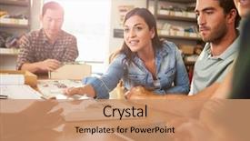  Presentation with meeting table - Amazing presentation design having design - five architects sitting around table backdrop and a coral colored foreground