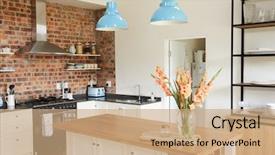  Presentation with home design - Presentation theme featuring design - home interior with open plan background and a coral colored foreground