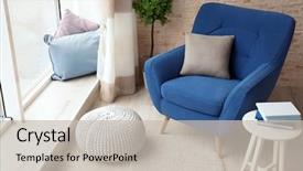  Presentation with room interior design - PPT theme having design - interior of living room background and a light gray colored foreground