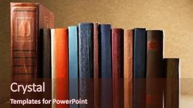  Presentation with dark old fashioned - Colorful slide set enhanced with old books on shelf close backdrop and a tawny brown colored foreground
