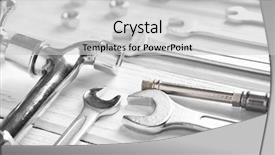  Presentation with plumbers tools and plumbing material - Audience pleasing presentation theme consisting of service design - plumber's tools on wooden background backdrop and a light gray colored foreground