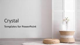  Presentation with furniture - Presentation design featuring design - room interior with white decorations background and a light gray colored foreground