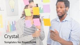  Presentation with people talking - Audience pleasing presentation theme consisting of design - young creative business people backdrop and a light gray colored foreground