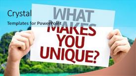  Presentation with calling card for personal of recruiter - Slide set enhanced with competitive advantage - what makes you unique card background and a cyan colored foreground