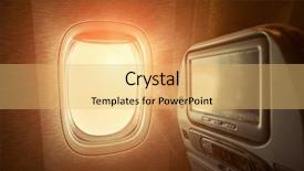  Presentation with airplane wing through airplane window - Cool new theme with design aerospace - window in airplane with sunlight backdrop and a yellow colored foreground