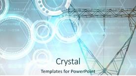  Presentation with black technology - Cool new PPT theme with design against the evening electricity backdrop and a cool aqua colored foreground