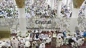  Presentation with islamic architecture - Beautiful slide set featuring design arabesque - arch islamic architecture in mecca backdrop and a light gray colored foreground