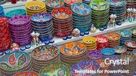  Presentation with ceramics - Slide set enhanced with design arabesque - traditional turkish ceramics background and a  colored foreground