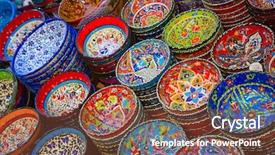  Presentation with ceramics - Audience pleasing presentation design consisting of design arabesque - traditional turkish ceramics backdrop and a tawny brown colored foreground