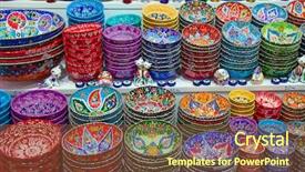  Presentation with ceramics - PPT theme consisting of design arabesque - traditional turkish ceramics background and a tawny brown colored foreground