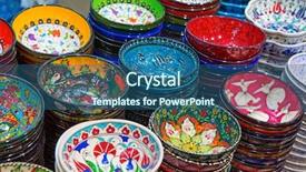  Presentation with ceramics - Theme enhanced with design arabesque - traditional turkish ceramics background and a ocean colored foreground