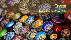  Presentation with ceramics - Amazing slide deck having design arabesque - traditional turkish ceramics backdrop and a tawny brown colored foreground