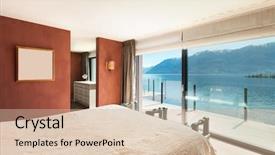  Presentation with bedroom modern - PPT layouts with design blue - interior beautiful modern penthouse bedroom background and a soft green colored foreground