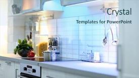  Presentation with interior - Audience pleasing presentation consisting of design blue - modern kitchen interior backdrop and a light blue colored foreground
