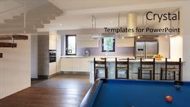  Presentation with room - Cool new slides with design blue - nice modern loft room backdrop and a coral colored foreground