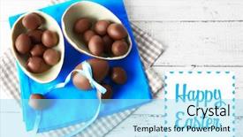  Presentation with white easter lily flowers - Beautiful PPT theme featuring design blue color - chocolate easter eggs on white backdrop and a  colored foreground