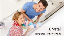  Presentation with home design - Presentation theme featuring design building renovation and home background and a light gray colored foreground