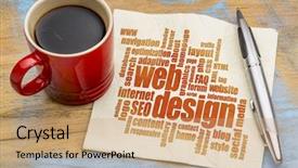  Presentation with web design - Colorful slide deck enhanced with design concept - a word cloud backdrop and a coral colored foreground