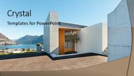  Presentation with cement - Amazing presentation theme having design concrete - beautiful modern house in cement backdrop and a light blue colored foreground