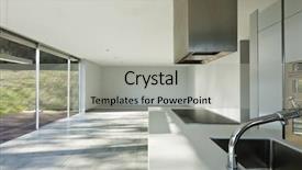  Presentation with kitchen - Presentation theme with design concrete - beautiful modern house view background and a light gray colored foreground