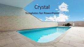  Presentation with building - Slide set featuring design concrete - beautiful new apartment building outdoor background and a light blue colored foreground