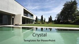  Presentation with architecture - Audience pleasing slides consisting of design concrete - new architecture beautiful modern house backdrop and a mint green colored foreground
