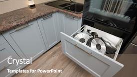  Presentation with kitchen design - PPT layouts featuring design crokery box box extend background and a gray colored foreground
