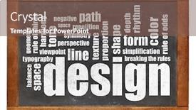  Presentation with elements - PPT theme consisting of design elements and rules word cloud on a vintage blackboard background and a violet colored foreground