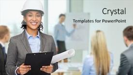  Presentation with team building on white - Slide set having consulting engineering - building developing consrtuction and architecture background and a sky blue colored foreground