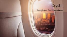  Presentation with transportation - Presentation enhanced with design england - airplane interior with window view background and a coral colored foreground
